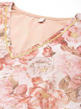 Women Floral Printed Pleated Gotta Patti Kurta with Trousers-AHKUPZ-COMBO-839